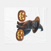 ハロウィーンブラックキャットクラシック魔法Tシャツ フリースブランケット (正面(横))