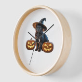 ハロウィーンブラックキャットクラシック魔法Tシャツ 壁時計 (傾斜)