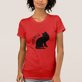 ハロウィーンブラックキャットグッドウィッチウィメンズシャツ Tシャツ