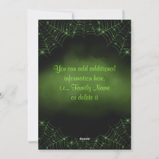 ハロウィーンブラックキャットグリーンくもの巣 シーズンカード (裏面)