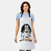 ハロウィーンブラックキャットシール1 エプロン (着用した状態)