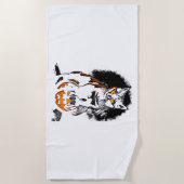 ハロウィーンブラックキャットシール1 ビーチタオル (正面)