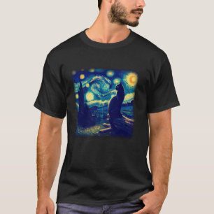 ハロウィーンブラックキャットスタリーナイトバンゴッホスカイペイン Tシャツ