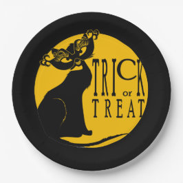ハロウィーンブラックキャットトリックまたはトリート紙プレート ペーパープレート