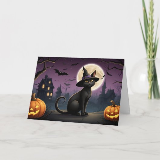 ハロウィーンブラックキャットナイトアウト カード (正面)