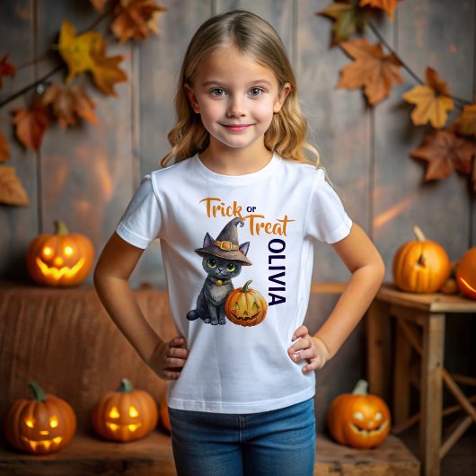 ハロウィーンブラックキャットハロウィーンのカボチャのちょうちんトリックまたはトリート Tシャツ