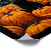 ハロウィーンブラックキャットバンゴッホ魔女かわいいカボチャ ポスター (角)