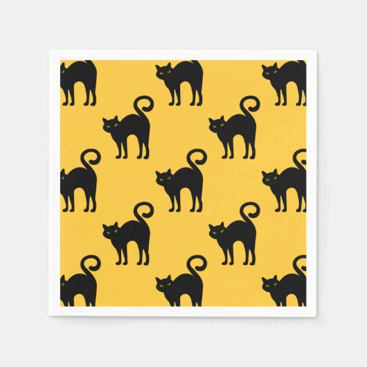 ハロウィーンブラックキャットパターン紙ナプキンス スタンダードカクテルナプキン (正面)