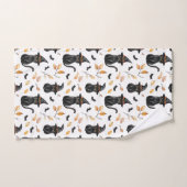 ハロウィーンブラックキャットパターン – ウィッチー猫 バスタオルセット (ハンドタオル)