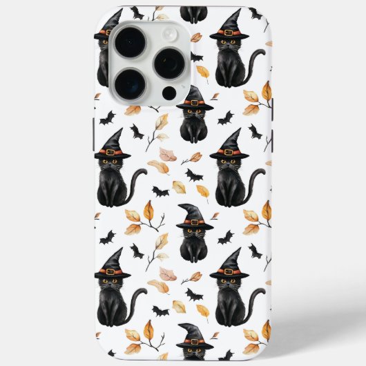 ハロウィーンブラックキャットパターン – ウィッチー猫 Case-Mate iPhoneケース (裏面)