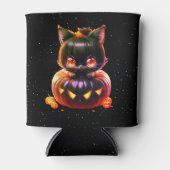 ハロウィーンブラックキャットパンプキンナイトホラー怖い 缶クーラー (正面)
