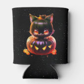 ハロウィーンブラックキャットパンプキンナイトホラー怖い 缶クーラー (裏面)