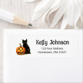 ハロウィーンブラックキャットパンプキン差出人住所ラベル ラベル (インサイチュ)