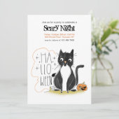 ハロウィーンブラックキャットパーティの招待状 招待状 (スタンド正面)