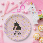 ハロウィーンブラックキャットパーティー紙吹雪ピンク ペーパープレート (パーティー)