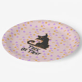 ハロウィーンブラックキャットパーティー紙吹雪ピンク ペーパープレート (アングル)