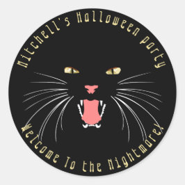 ハロウィーンブラックキャットヒッシングおもしろいスローガンステッカー ラウンドシール