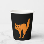 ハロウィーンブラックキャットブラックオレンジスプオキー紙カップ 紙コップ (裏面)