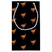ハロウィーンブラックキャットブラックオレンジパターン スモールペーパーバッグ (裏面)