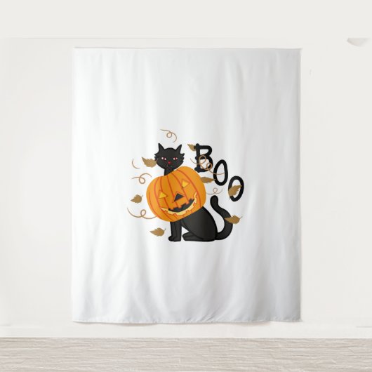 ハロウィーンブラックキャットブー タペストリー (正面)