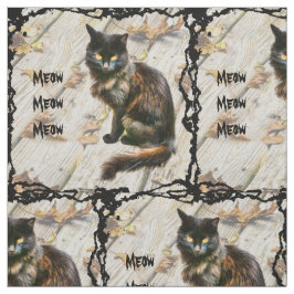 ハロウィーンブラックキャットペットの写真紅葉 ファブリック