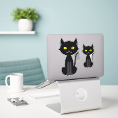 ハロウィーンブラックキャットマンガクラフトステッカー シール (デスク上のノートパソコン)