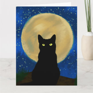 ハロウィーンブラックキャットムーンライトシルエット カード