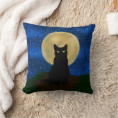 ハロウィーンブラックキャットムーンライトシルエット クッション (ブランケット)