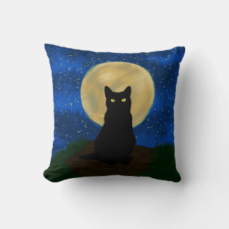 ハロウィーンブラックキャットムーンライトシルエット クッション