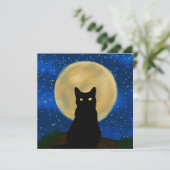 ハロウィーンブラックキャットムーンライトシルエット 招待状 (スタンド正面)
