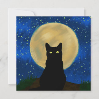 ハロウィーンブラックキャットムーンライトシルエット 招待状