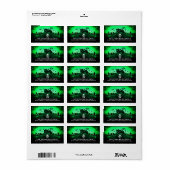 ハロウィーンブラックキャットローテッドグリーン住所 シール (フルシート)