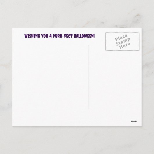 ハロウィーンブラックキャットヴァンパイアおもしろいキュート シーズンポストカード (裏面)