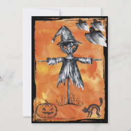 ハロウィーンブラックキャット不気味幽霊 招待状