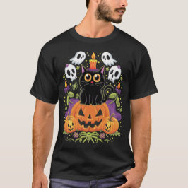 ハロウィーンブラックキャット不気味- Cat Tシャツ