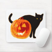 ハロウィーンブラックキャット及びカボチャ マウスパッド (マウス)