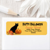 ハロウィーンブラックキャット差出人住所ラベル ラベル (インサイチュ)