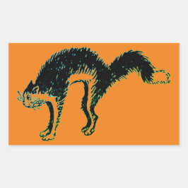 ハロウィーンブラックキャット長方形ステッカー 長方形シール