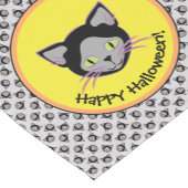 ハロウィーンブラックキャット顔パターン ショートテーブルランナー (コーナー)