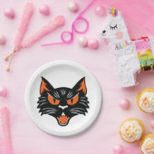 ハロウィーンブラックキャット顔 ペーパープレート (パーティー)