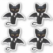 ハロウィーンブラックキャット（ウィング付き）、セット4 シール (正面)