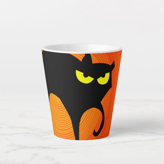 ハロウィーンブラックキャット カフェラテマグ (正面)