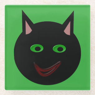 ハロウィーンブラックキャット ガラスコースター