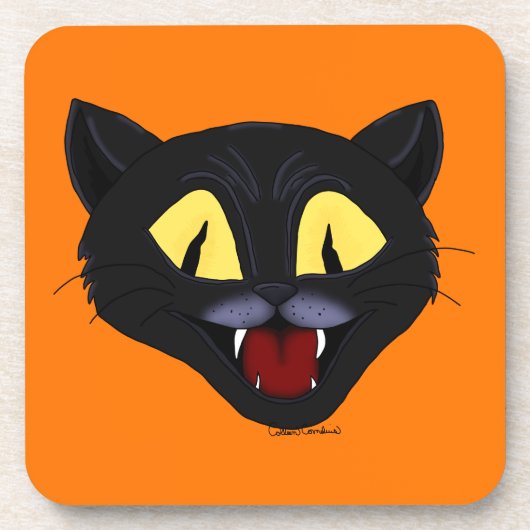 ハロウィーンブラックキャット コースター (正面)