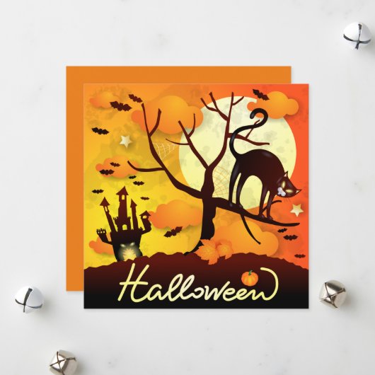 ハロウィーンブラックキャット シーズンカード (正面/裏面インサイチュ)