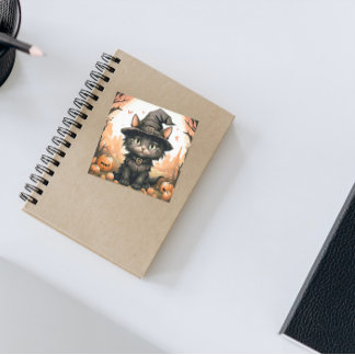 ハロウィーンブラックキャット スクエアシール