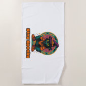 ハロウィーンブラックキャット – ステイ不気味レトロウィッチキャット ビーチタオル (正面)