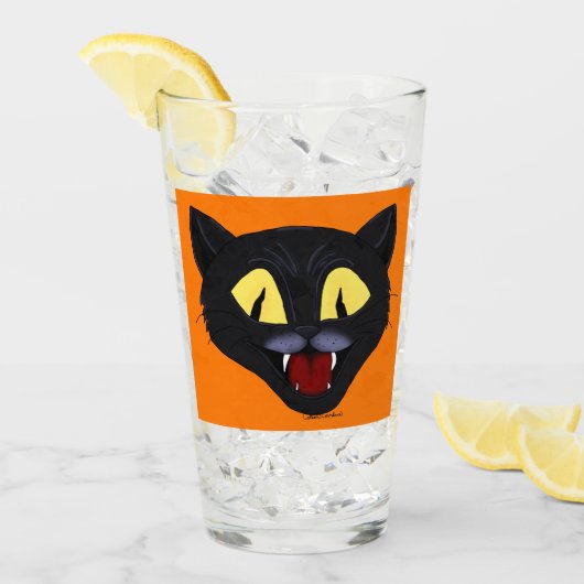 ハロウィーンブラックキャット タンブラーグラス (アイス正面)