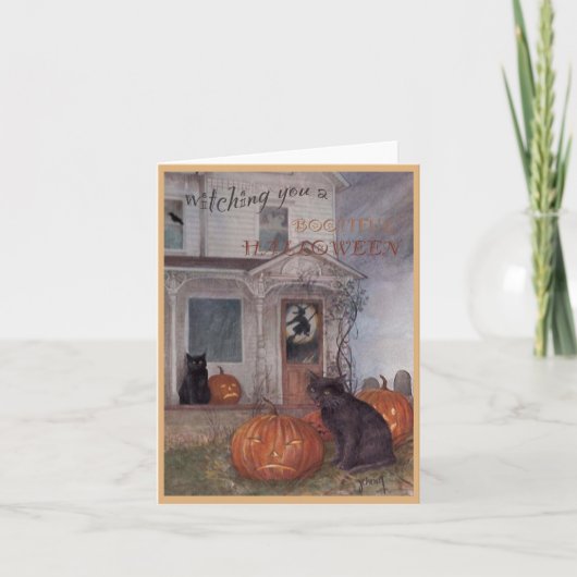 ハロウィーンブラックキャット&ハ幽霊のよく出るウス カード (正面)