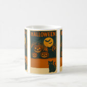 ハロウィーンブラックキャット&パンプキンマ不気味グ – ヴィンテージ コーヒーマグカップ (中央)